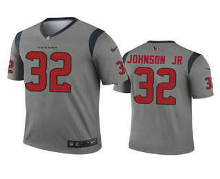 Men's Houston Texans #32 Lonnie Johnson Jr. Gray Inverted Legend Jersey