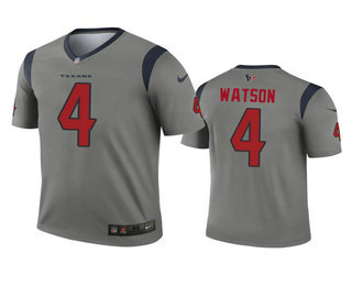 Men's Houston Texans #4 Deshaun Watson Gray Inverted Legend Jersey