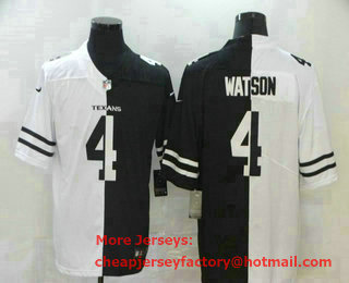 Men's Houston Texans #4 Deshaun Watson White Black Peaceful Coexisting 2020 Vapor Untouchable Stitched NFL Nike Limited Jersey