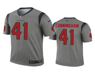 Men's Houston Texans #41 Zach Cunningham Gray Inverted Legend Jersey