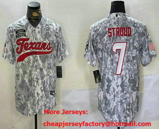 Men's Houston Texans #7 CJ Stroud Arctic Camo 2024 Salute to Service Stitched Baseball Jersey