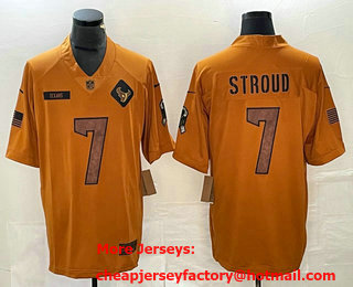 Men's Houston Texans #7 CJ Stroud Brown 2023 Salute To Service Limited Stitched Jersey