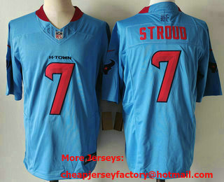 Men's Houston Texans #7 CJ Stroud Limited Blue Fashion FUSE Vapor Jersey