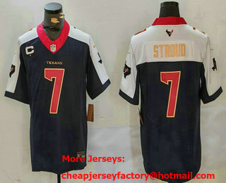 Men's Houston Texans #7 CJ Stroud Limited Navy Thanksgiving Fashion FUSE Jersey