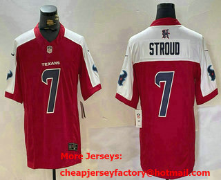Men's Houston Texans #7 CJ Stroud Limited Red Thanksgiving Fashion FUSE Jersey