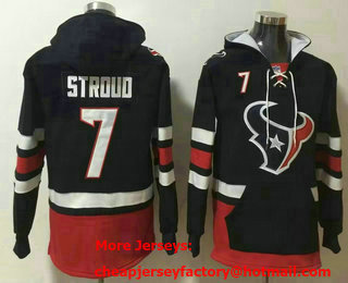 Men's Houston Texans #7 CJ Stroud NEW Navy Blue Pocket Stitched NFL Pullover Hoodie