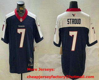 Men's Houston Texans #7 CJ Stroud Navy Blue Limited Thanksgiving Fashion FUSE Jersey