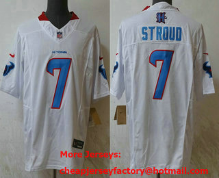 Men's Houston Texans #7 CJ Stroud Limited White Fashion FUSE Vapor Jersey