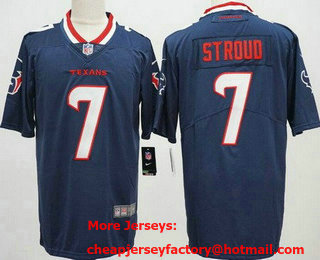 Men's Houston Texans #7 CJ Stroud White Limited Navy 2024 Vapor Jersey