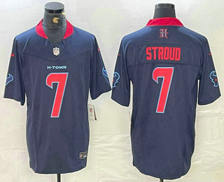 Men's Houston Texans #7 CJ Stroud White Limited Navy Alternate 2024 FUSE Vapor Jersey
