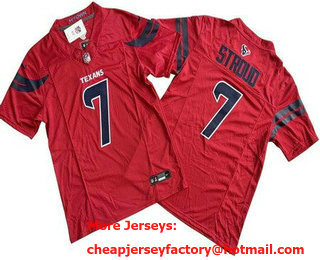 Men's Houston Texans #7 CJ Stroud White Limited Red 2024 FUSE Vapor Jersey