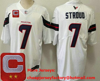 Men's Houston Texans #7 CJ Stroud White Limited White C Patch Vapor Jersey