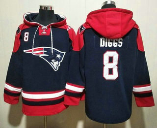 Men's Houston Texans #8 Stefon Diggs Navy Ageless Must Have Lace Up Pullover Hoodie