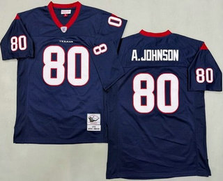 Men's Houston Texans #80 Andre Johnson Navy 2008 Throwback Jersey