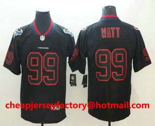 Men's Houston Texans #99 J.J. Watt 2018 Black Lights Out Color Rush Stitched NFL Nike Limited Jersey