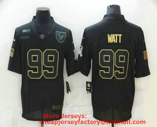Men's Houston Texans #99 J.J. Watt Black 2020 Salute To Service Stitched NFL Nike Limited Jersey