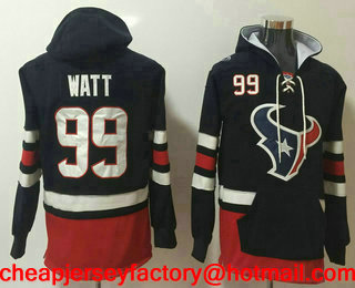 Men's Houston Texans #99 J.J. Watt NEW Navy Blue Pocket Stitched NFL Pullover Hoodie