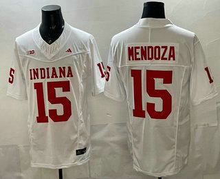 Men's Indiana Hoosiers #15 Fernando Mendoza White FUSE College Football Jersey