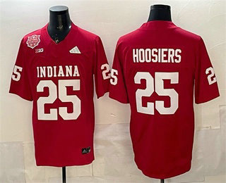 Men's Indiana Hoosiers #25 Hoosiers Red FUSE 2025 National Champions Patch College Football Jersey