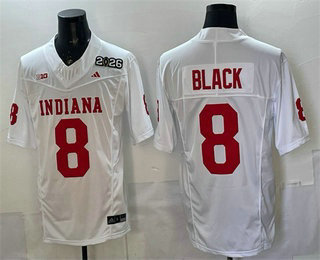 Men's Indiana Hoosiers #8 Kaelon Black White FUSE 2026 Champions College Football Jersey