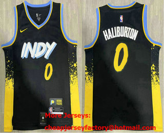 Men's Indiana Pacers #0 Tyrese Haliburton Navy Blue 2023 City Icon Swingman Jersey