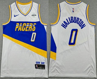 Men's Indiana Pacers #0 Tyrese Haliburton White 2025 City Sponsor Swingman Jersey