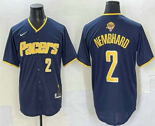 Men's Indiana Pacers #2 Andrew Nembhard Navy 2025 Finals Vapor Stitched Baseball Jersey