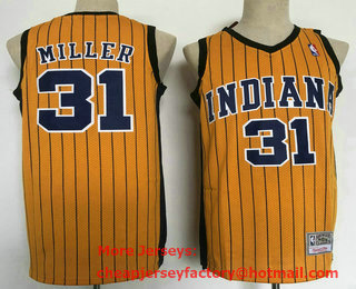 Men's Indiana Pacers #31 Reggie Miller Yellow Hardwood Classics Soul Swingman Throwback Jersey