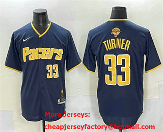 Men's Indiana Pacers #33 Myles Turner Navy 2025 Finals Vapor Stitched Baseball Jersey