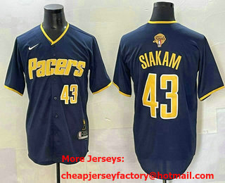 Men's Indiana Pacers #43 Pascal Siakam Navy 2025 Finals Vapor Stitched Baseball Jersey