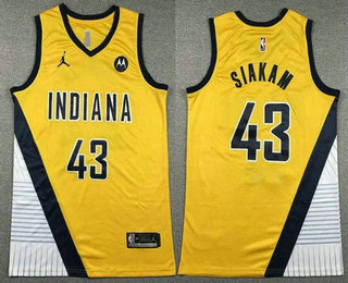 Men's Indiana Pacers #43 Pascal Siakam Yellow Sponsor Swingman Jersey