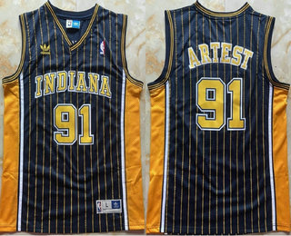 Men's Indiana Pacers #91 Ron Artest Black Stripes Hollywood Classic Throwback Swingman Jersey