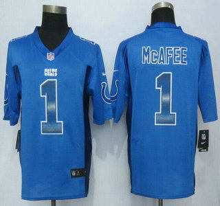 Men's Indianapolis Colts #1 Pat McAfee Royal Blue Strobe 2015 NFL Nike Fashion Jersey