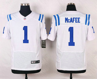 Men's Indianapolis Colts #1 Pat McAfee White Road NFL Nike Elite Jersey