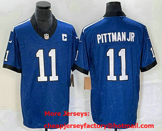 Men's Indianapolis Colts #11 Michael Pittman Jr Royal 2023 FUSE Indiana Nights Limited Stitched Jersey