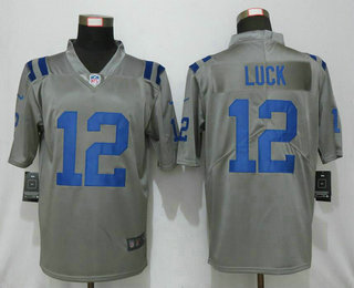 Men's Indianapolis Colts #12 Andrew Luck Grey 2019 Inverted Legend Stitched NFL Nike Limited Jersey