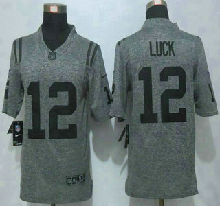 Men's Indianapolis Colts #12 Andrew Luck Nike Gray Gridiron 2015 NFL Gray Limited Jersey