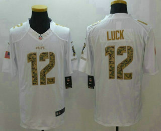 Men's Indianapolis Colts #12 Andrew Luck White Salute To Service Stitched NFL Nike Limited Jersey