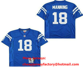 Men's Indianapolis Colts #18 Peyton Manning Blue 1998 Throwback Jersey