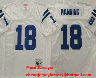 Men's Indianapolis Colts #18 Peyton Manning White 2006 Throwback Jersey