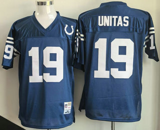 Men's Indianapolis Colts #19 Johnny Unitas Blue 1970 Throwback Jersey