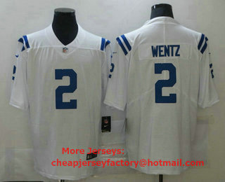 Men's Indianapolis Colts #2 Carson Wentz White 2021 Vapor Untouchable Stitched NFL Nike Limited Jersey