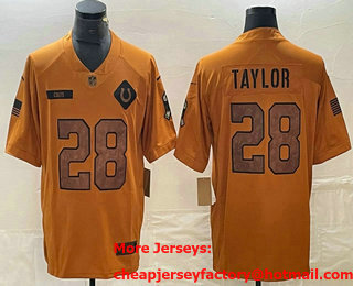 Men's Indianapolis Colts #28 Jonathan Taylor Brown 2023 Salute To Service Limited Stitched Jersey