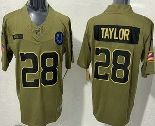 Men's Indianapolis Colts #28 Jonathan Taylor Limited Green 2025 Salute To Service Jersey