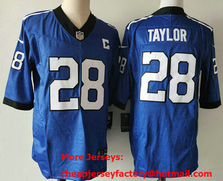 Men's Indianapolis Colts #28 Jonathan Taylor Royal 2023 FUSE Indiana Nights Limited Stitched Jersey