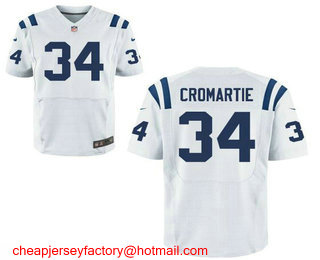 Men's Indianapolis Colts #34 Antonio Cromartie White Road Stitched NFL Nike Elite Jersey