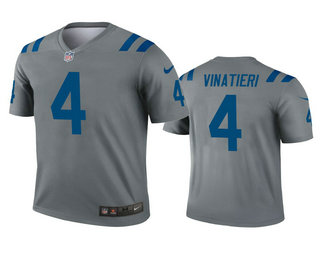Men's Indianapolis Colts #4 Adam Vinatieri Gray Inverted Legend Jersey