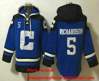 Men's Indianapolis Colts #5 Anthony Richardson Blue Ageless Must Have Lace Up Pullover Hoodie