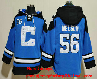 Men's Indianapolis Colts #56 Quenton Nelson Blue Ageless Must Have Lace Up Pullover Hoodie