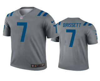 Men's Indianapolis Colts #7 Jacoby Brissett Gray Inverted Legend Jersey